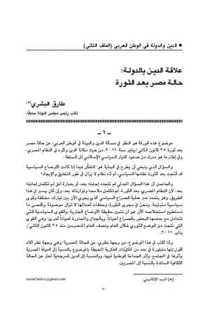 علاقة الدين بالدولة - حالة مصر بعد الثورة