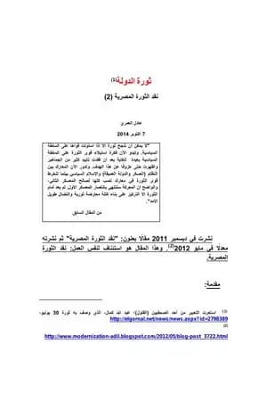 نقد الثورة المصرية 2 - ثورة الدولة